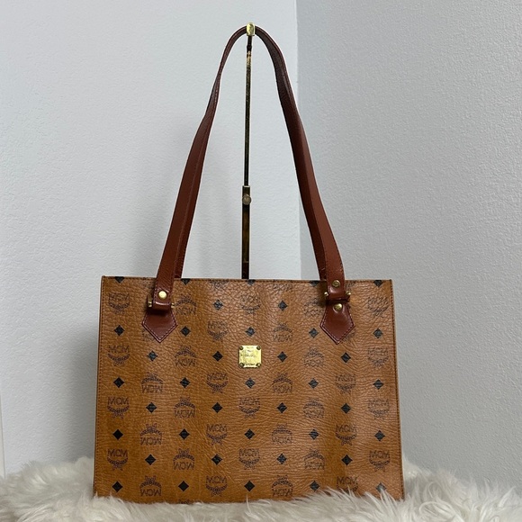 💯Authentic MCM Cognac Visetos Tote with Black Accents🍀 - Picture 1 of 14